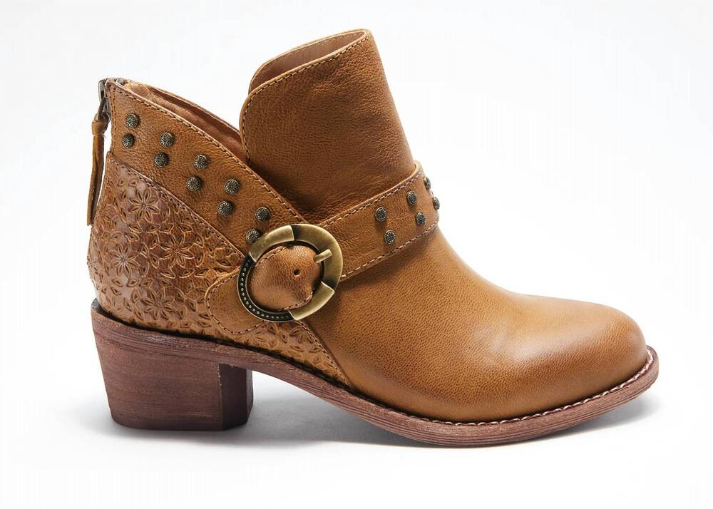 NEW HALSA FOOTWEAR women's melania ankle bootie in dark mustard
